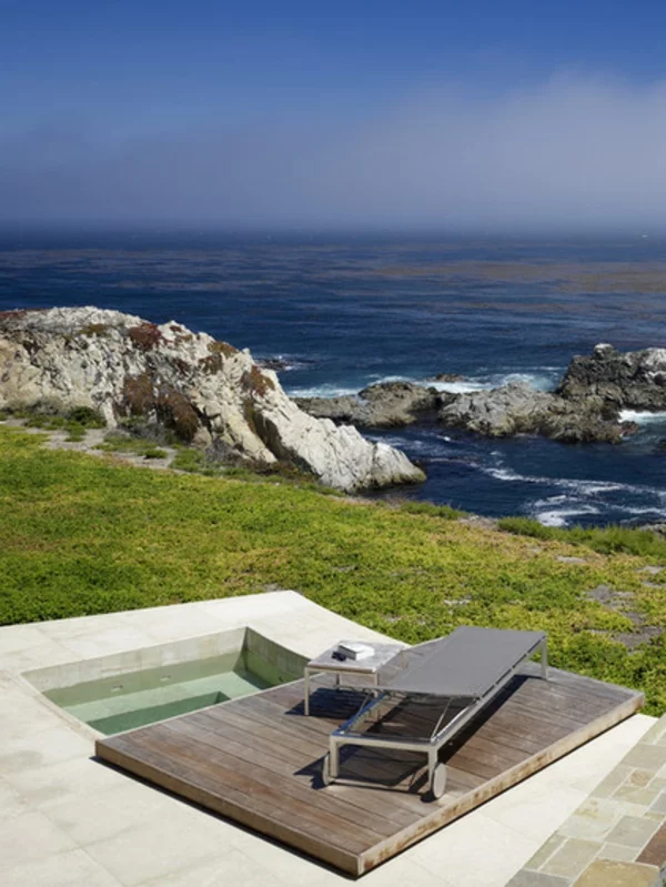  Badewanne im Garten eingebaut beton natur rock strand