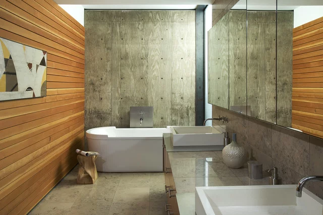Byrnes Residenz Phoenix holzplatten badewanne Sichtbeton zu Hause