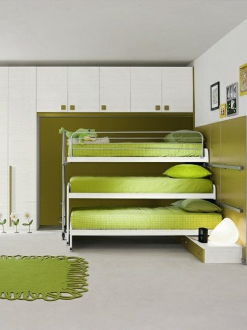 grün hochbett Farbgestaltung  Jugendzimmer  ausziehbett