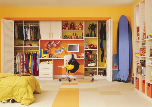 Farbgestaltung und Wandfarben Ideen büro kinderzimmer kleiderschrank