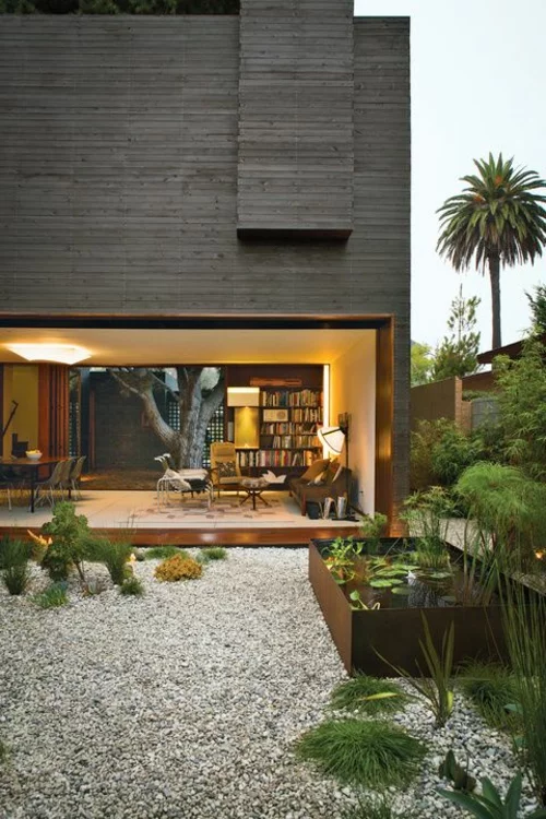 baustruktur vorhof modern architektur Gartengestaltung mit Kies 