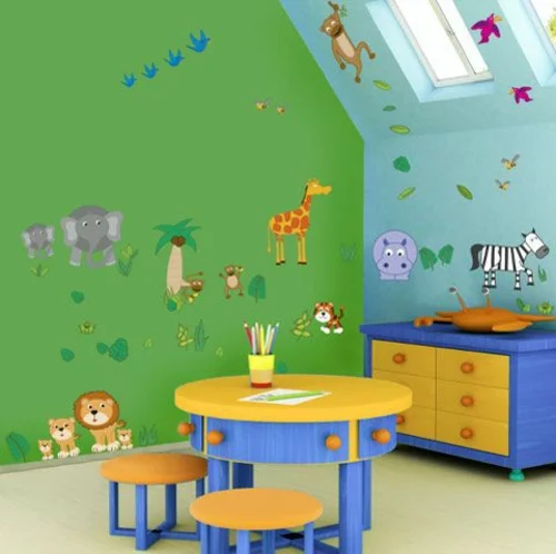 wandgestaltung idee design tafel bunt Kinderzimmer streichen 