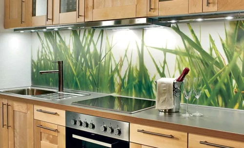 einbauen gras grün frisch Küchenrückwand  gemuster