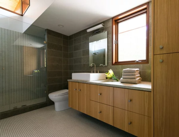 Moderne Badezimmer Ideen holz ausstattung waschschrank waschbecken