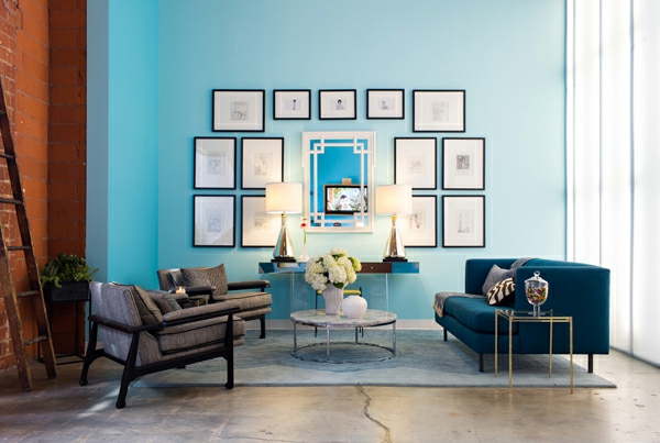  bilderrahmen schwarz Schicke Einrichtungsideen fürs Wohnzimmer blau
