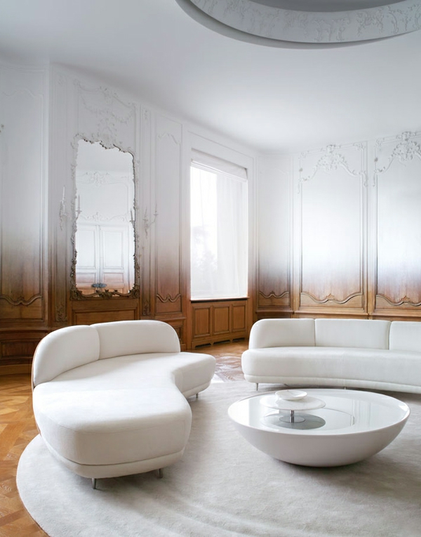 Schicke Einrichtungsideen fürs Wohnzimmer raffiniert weiß mobiliar