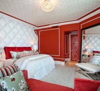 Wunderschöne Schlafzimmer in Rot und Weiß