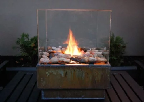 gartengestaltung feuerstelle glas  Gartendeko DIY 