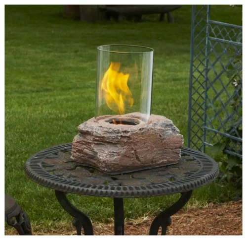 gartengestaltung feuerstelle glas stein Selbstgemacht Gartendeko DIY 