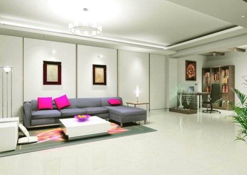 rosa wurfkissen Wohnzimmer modern originell möbel