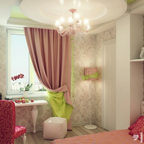 mädchen  Einrichtungsideen für Jugendzimmer gardinen rosa