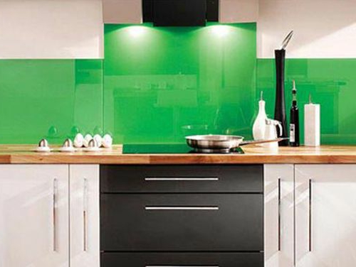 glas Küchenrückwand glanzvoll farben leuchtend grün gras