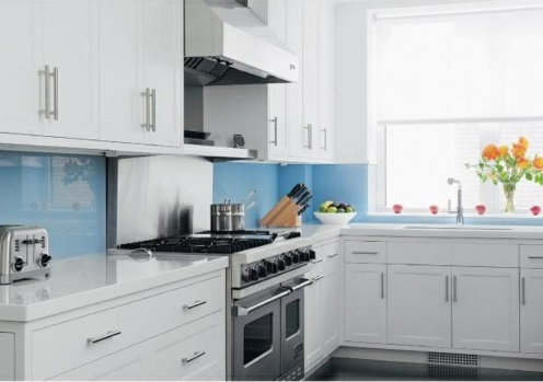  glanzvoll farben Küche Glasrückwand leuchtend weiß grell