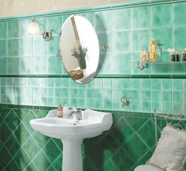 bad ideen bilder grün frisch design waschbecken regale