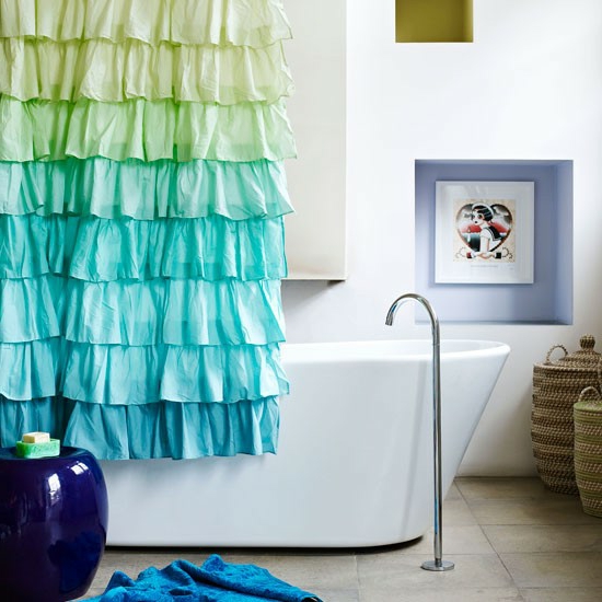 badezimmervorhang cool grün blau farben bad