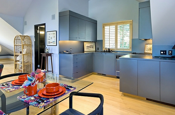 blass blau küchenschränke design ideen holz bodenbelag