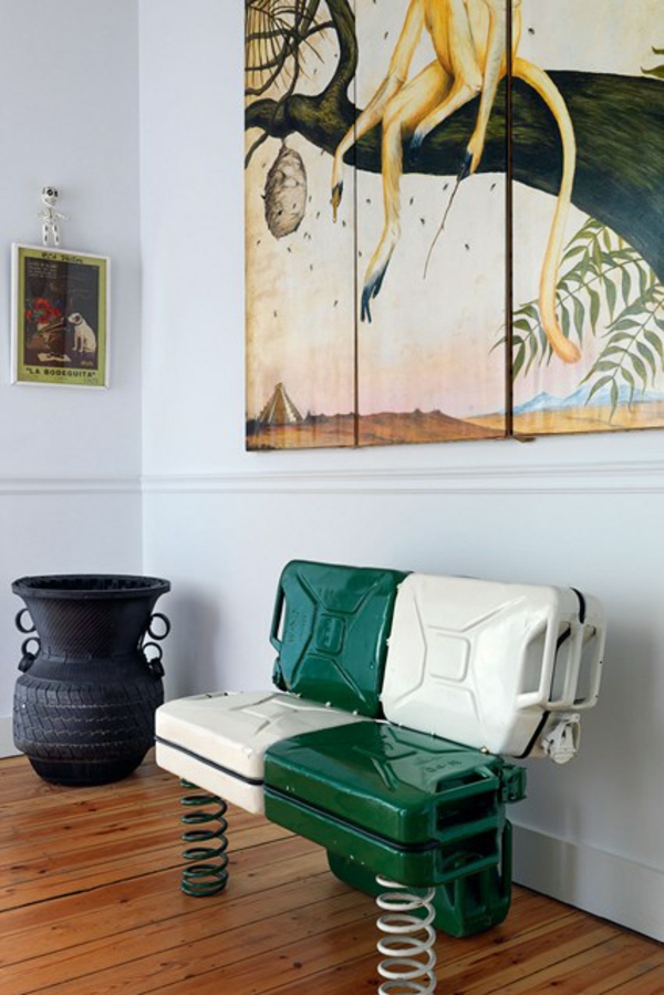 couch DIY originell maskulin grün weiß flur sitzbank