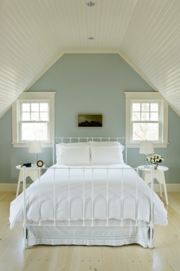 dachgeschoss schlafzimmer blass farben feng shui Dekoideen fürs Schlafzimmer 