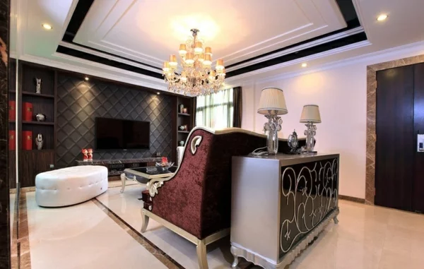 designideen luxus wohnzimmer  klassisch sitzecke tv schrank 