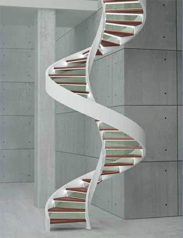 elegante schwebende treppe weiße umrandung