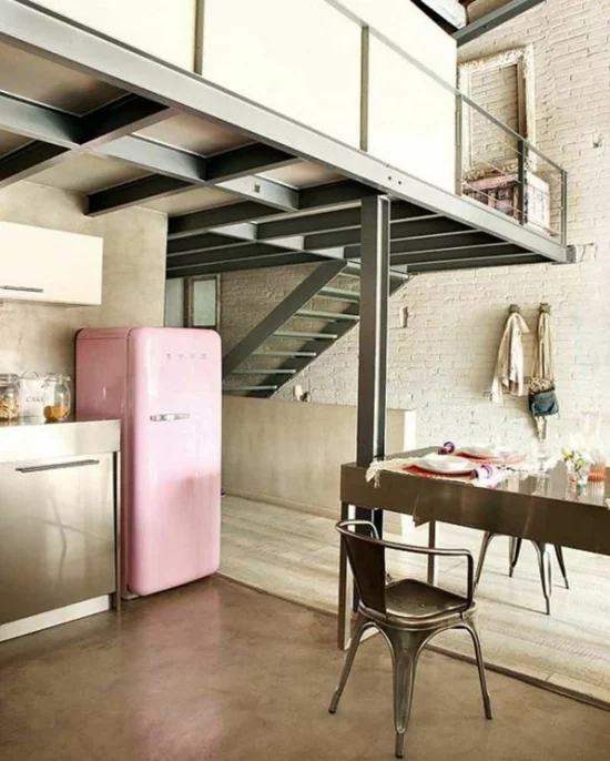 farbideen küche kühlschrank rosa farbakzent lieblingsfarbe