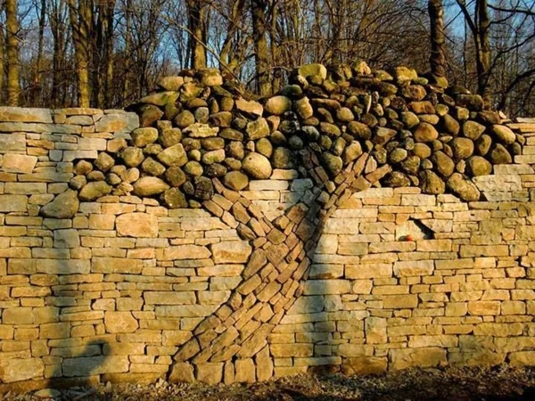 gartenideen steinmauer art baum steinen