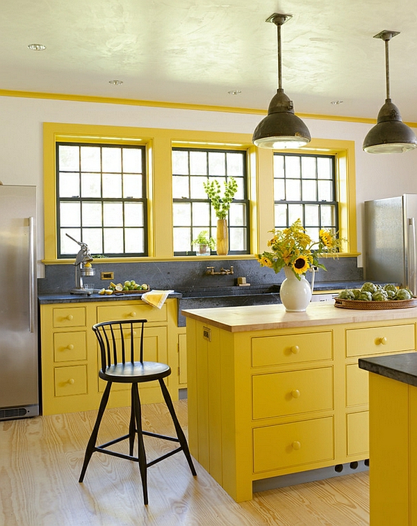 gelb frisch küche hocker lehnen sonnenblumen farben für küchenschränke