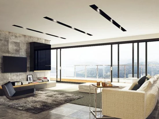 glaswand fenster blick natur modernes wohnzimmer minimalistisch einrichten