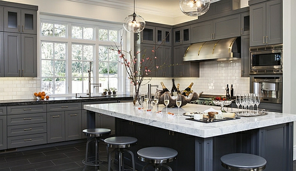 küchenmöbel modern grau farben kücheneinrichtung 