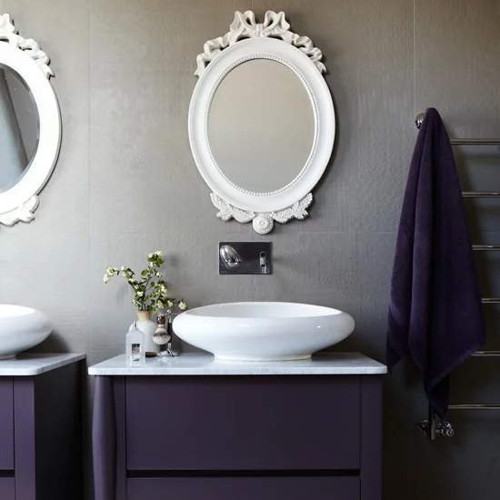 grau lila farben modern badezimmer wandspiegel Modernes Bad