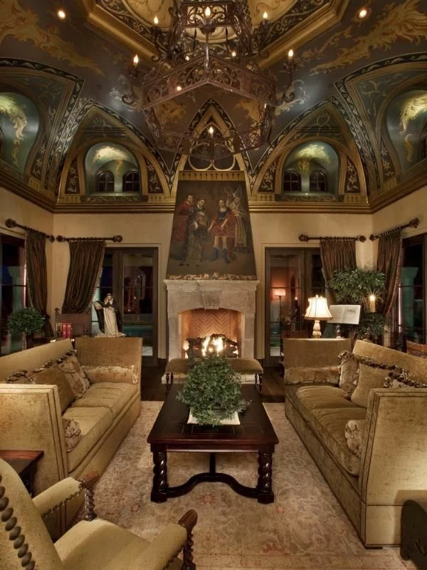 großartiges wohnzimmer decke dekoration kronleuchter sofas 