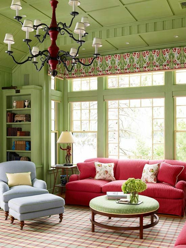 grüner wohnzimmer farbgestaltung rundetisch 