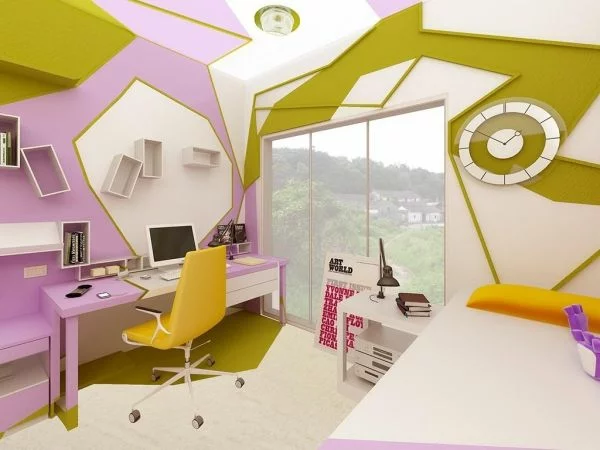 jugendzimmer design ideen extravaganter look abstrakte 