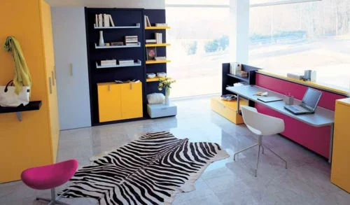 jugendzimmer einrichtungsideen mit farben zebra muster