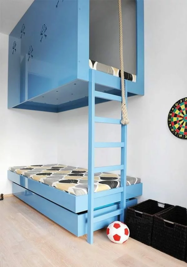 jungenzimmer einrichten blaues stockbett treppe 