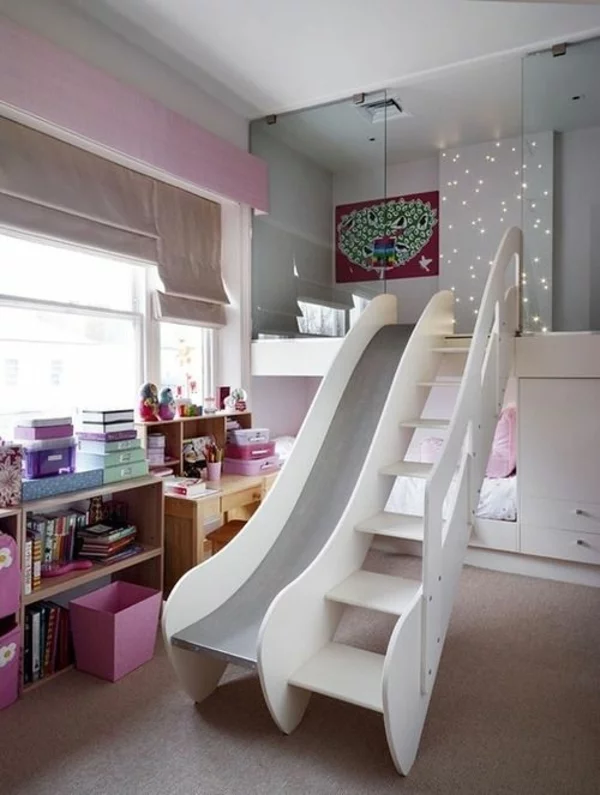 kinder schlafzimmer gestalten bett rutsche treppe 
