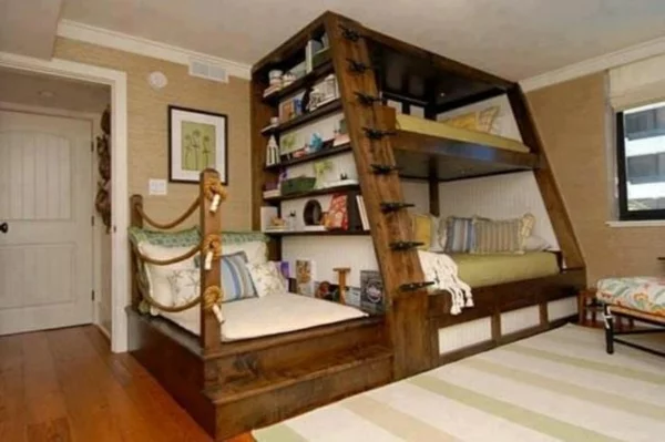 kinder schlafzimmer gestalten mit stockbett regal
