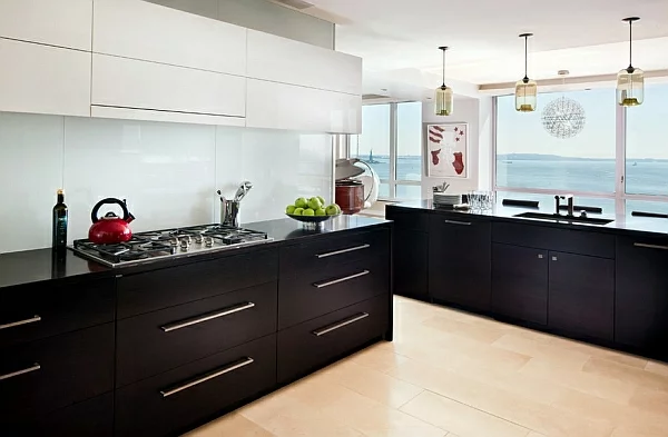 kombination schwarz weiß farben für küchenschränke