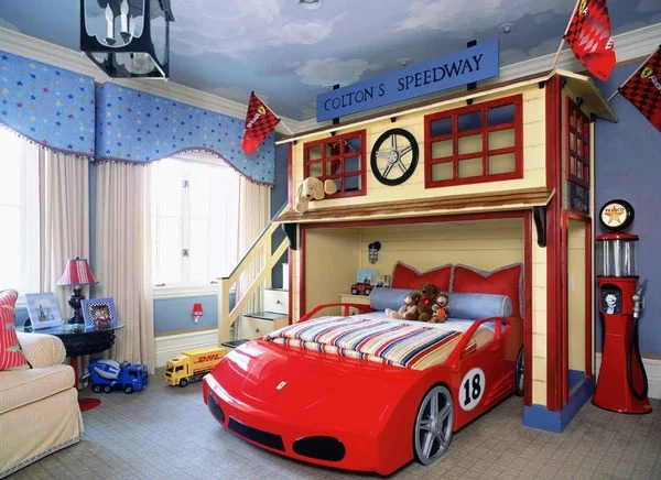 kompakt Fantastische Kinderbetten rot auto jungen spiel 