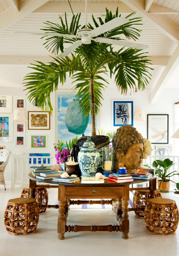 korridor gestaltungsideen tropischer stil blau und weiß keramike 