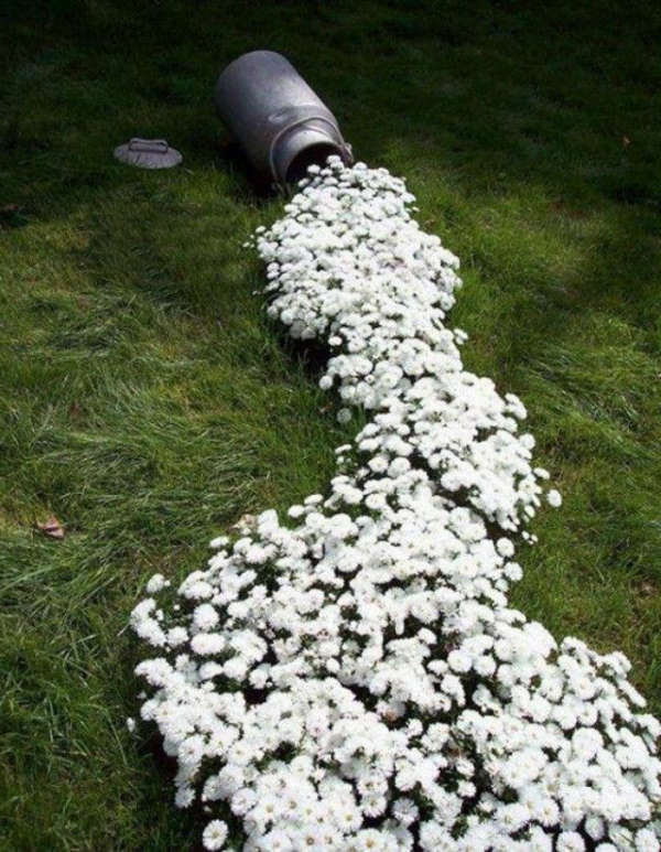 kunst weiß blumen gefäß grasfläche Gartenzubehör und Gartendeko