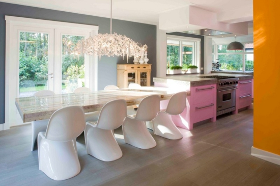 küche einrichten wandgestaltung wandfarbe esszimmermäbel modern