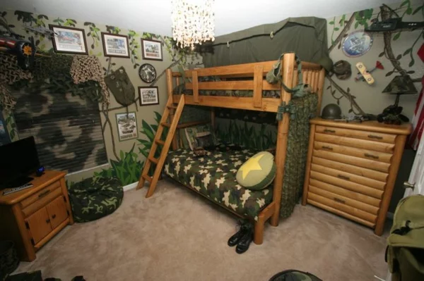 militär inspiriertes jungenzimmer stockbett 