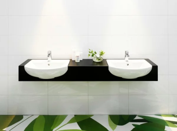 minimalistisch contemporary waschbecken grün bodenbelag