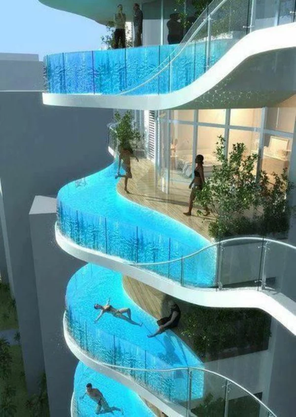 modern balkongestaltung pool auf der terrasse