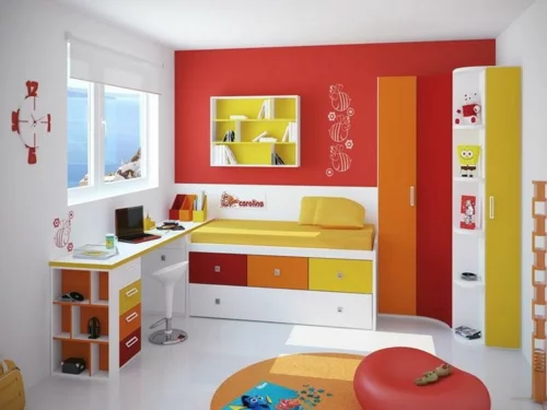  kombineirt farbgestaltung modern jugendzimmer rot orange gelb