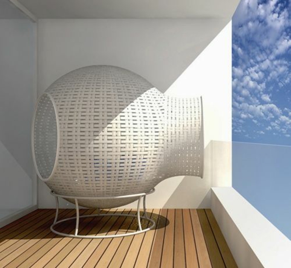 moderne terrasse gestalten terrassenmöbel korb innovative designideen