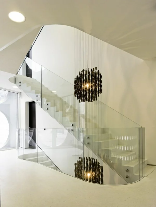 moderne treppen  gestalten glaswand  dekoration