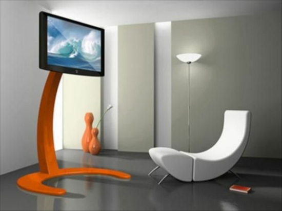 modernes wohnzimmer gestalten designer möbel fernseher sessel