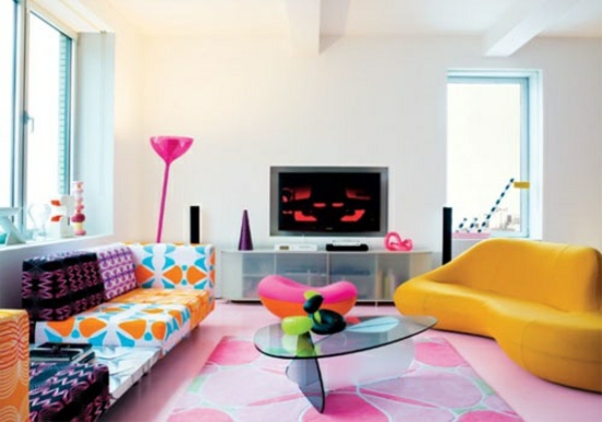 modernes wohnzimmer gestalten farbgestaltung muster designer möbel